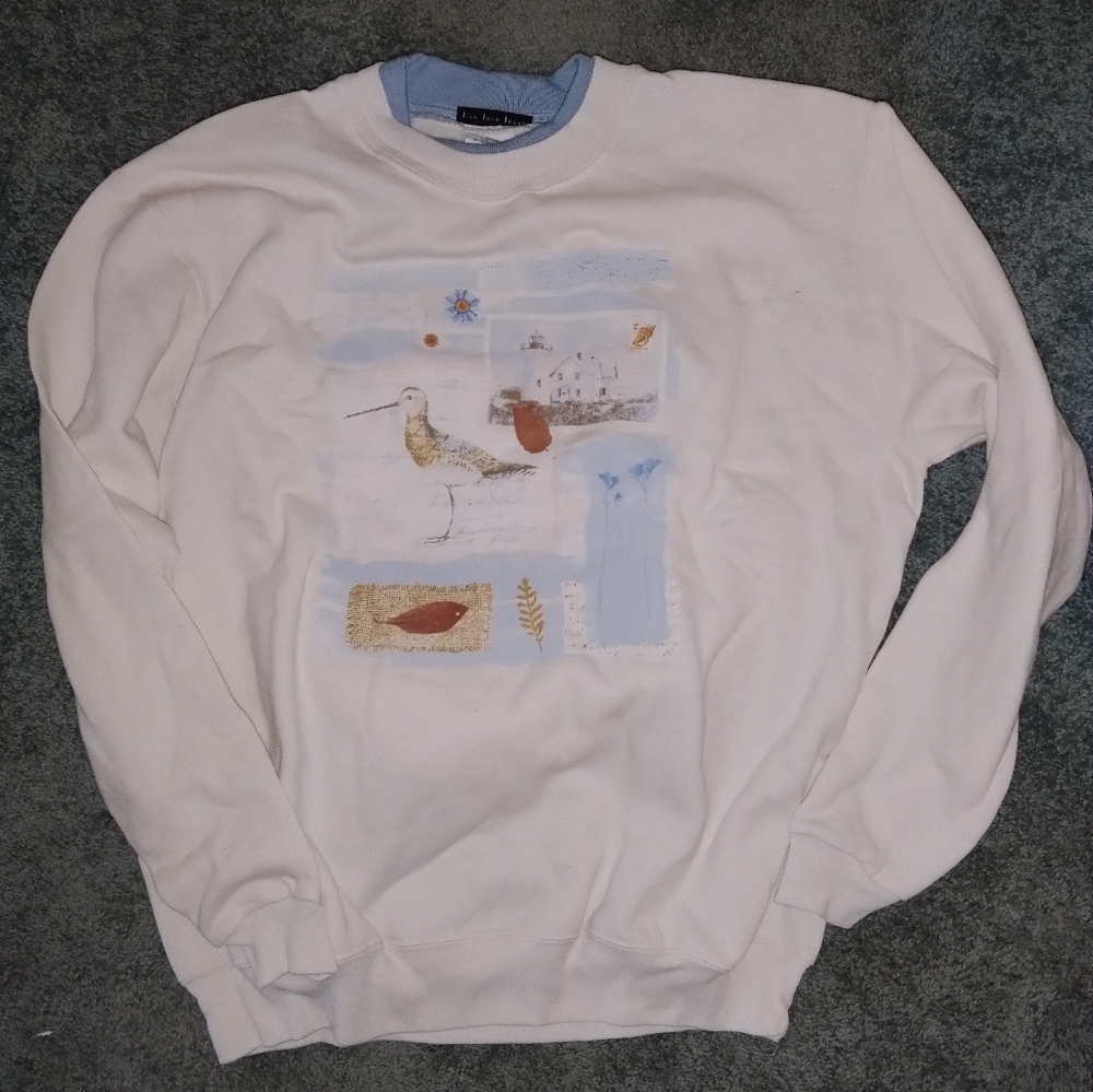 Coastal collage Beach Lighthouse Seagul sweatshirt